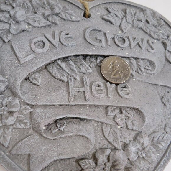 "Love Grows Here" Floral Heart Shaped Plaque HEAVY - Picture 5 of 9